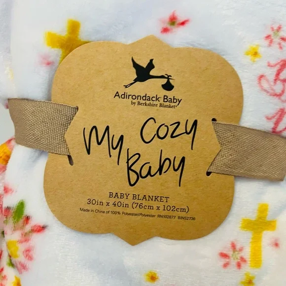 Adirondack Baby by Berkshire My Cozy Baby Blanket Blessed Baby Christian Crosses - Picture 2 of 12